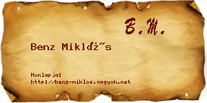 Benz Miklós névjegykártya